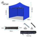 RED TRACK 3x3m Premium Pop Up Gazebo Marquee, Patented Steel Cable Canopy Support System, Wheeled Carry Bag, Side Walls, UV Block, Reinforced Frame, Blue - Image 13