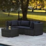 LONDON RATTAN 4 Piece 3 Seater Modular Outdoor Lounge Setting incl. Coffee Table, Grey - Image 5