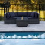 LONDON RATTAN 4 Piece 3 Seater Modular Outdoor Lounge Setting incl. Coffee Table, Grey - Image 8