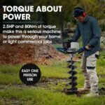 POWERBLADE PD750 52cc 2-Stroke Petrol Post Hole Digger, 200mm Auger w/ 600mm Extension Shaft - Image 2