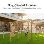 ROVO KIDS Ultimate Outdoor Monkey Bars Playset Frame, with Climbing Wall, Disc Swing, Rope Ladder - Image 2