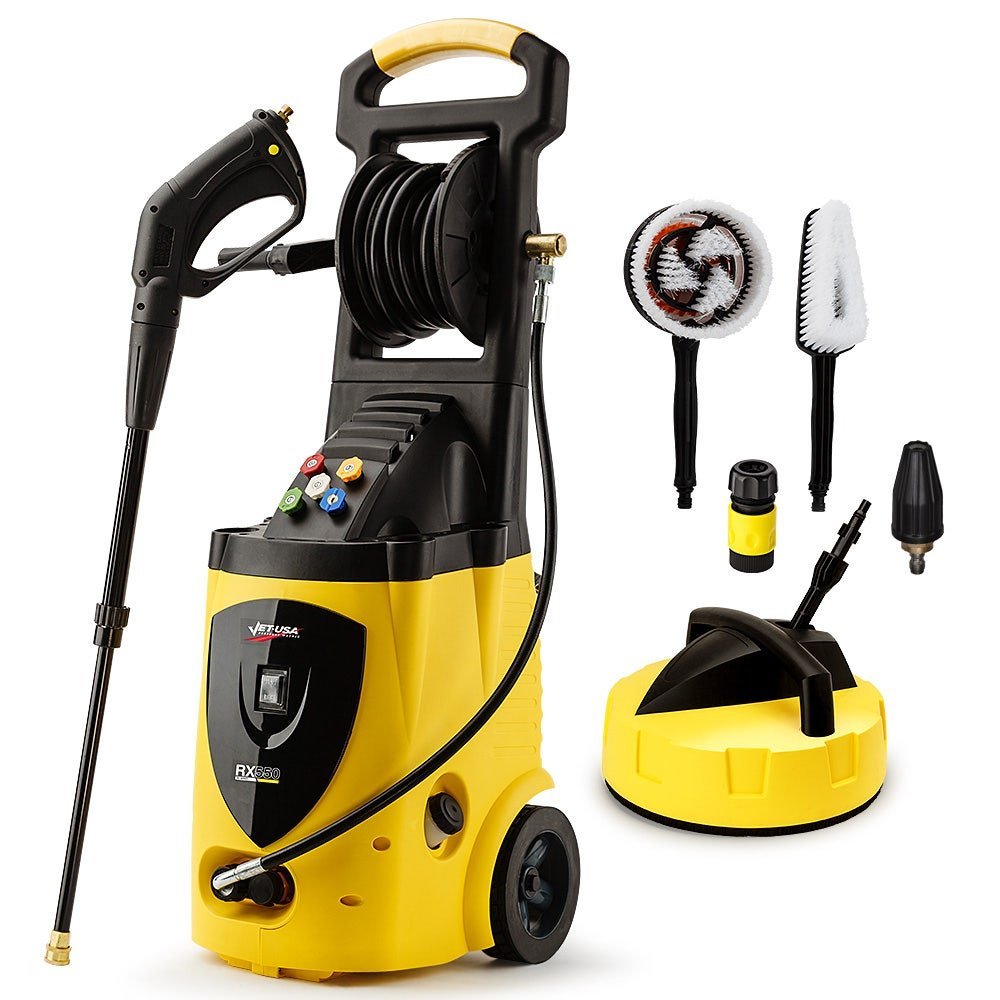 V219-PRSWSH-ELEC-3200WF-202509031520-00 JET-USA RX550 Electric High Pressure Washer 3500PSI, 5 Nozzles, Spin & Wheel Brush, Deck Cleaner, Turbo Head, 10M Hose - Image 1