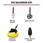 JET-USA RX550 Electric High Pressure Washer 3500PSI, 5 Nozzles, Spin & Wheel Brush, Deck Cleaner, Turbo Head, 10M Hose - Image 6