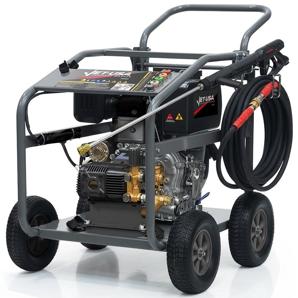 V219-PRWDSLJT800A-202512241340-00 JET-USA Commercial Diesel High-Pressure Washer Cleaner, Electric Start 10hp 418cc, 15m Steel Braided Hose, Adjustable Triplex Pump - DX800 - Image 1