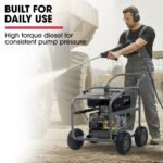 JET-USA Commercial Diesel High-Pressure Washer Cleaner, Electric Start 10hp 418cc, 15m Steel Braided Hose, Adjustable Triplex Pump - DX800 - Image 2