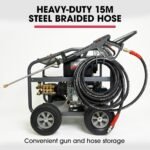 JET-USA Commercial Diesel High-Pressure Washer Cleaner, Electric Start 10hp 418cc, 15m Steel Braided Hose, Adjustable Triplex Pump - DX800 - Image 6