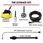 Jet-USA RX550 Electric High Pressure Washer 3500PSI Ultimate Pack, 5 Nozzles, Spin & Wheel Brush, Deck Cleaner, Turbo Head, Angled Lance, 30M Hose Reach - Image 6