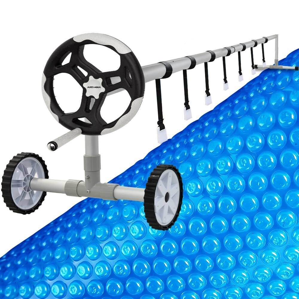 V219-SWPCOMAURA5G63B-202507111015-00 Aurelaqua Pool Roller Cover and 6x3.2m Solar Blanket 400 Micron, Blue - Image 1