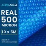 AURELAQUA Pool Cover 500 Micron 10x5m Solar Blanket Swimming Thermal Blue - Image 9