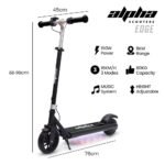 ALPHA Edge Electric Scooter Kids/Teens, 16km/h Max, Adjustable Height, UL Certified, AU Compliant, Dual Brakes, Bluetooth Music, LED, Black - Image 2
