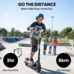 ALPHA Edge Electric Scooter Kids/Teens, 16km/h Max, Adjustable Height, UL Certified, AU Compliant, Dual Brakes, Bluetooth Music, LED, Blue - Image 4