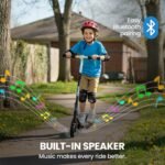 ALPHA Edge Electric Scooter Kids/Teens, 16km/h Max, Adjustable Height, UL Certified, AU Compliant, Dual Brakes, Bluetooth Music, LED, Blue - Image 6