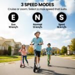 ALPHA Edge Electric Scooter Kids/Teens, 16km/h Max, Adjustable Height, UL Certified, AU Compliant, Dual Brakes, Bluetooth Music, LED, Blue - Image 8