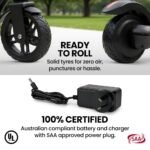 ALPHA Edge Electric Scooter Kids/Teens, 16km/h Max, Adjustable Height, UL Certified, AU Compliant, Dual Brakes, Bluetooth Music, LED, Blue - Image 9