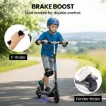 ALPHA Edge Electric Scooter Kids/Teens, 16km/h Max, Adjustable Height, UL Certified, AU Compliant, Dual Brakes, Bluetooth Music, LED, Blue - Image 11