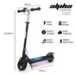 ALPHA Edge Electric Scooter Kids/Teens, 16km/h Max, Adjustable Height, UL Certified, AU Compliant, Dual Brakes, Bluetooth Music, LED, Blue - Image 2