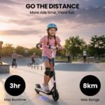 ALPHA Edge Electric Scooter Kids/Teens, 16km/h Max, Adjustable Height, UL Certified, AU Compliant, Dual Brakes, Bluetooth Music, LED, Pink - Image 4