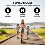 ALPHA Edge Electric Scooter Kids/Teens, 16km/h Max, Adjustable Height, UL Certified, AU Compliant, Dual Brakes, Bluetooth Music, LED, Pink - Image 8