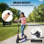 ALPHA Edge Electric Scooter Kids/Teens, 16km/h Max, Adjustable Height, UL Certified, AU Compliant, Dual Brakes, Bluetooth Music, LED, Pink - Image 11