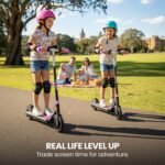 ALPHA Edge Electric Scooter Kids/Teens, 16km/h Max, Adjustable Height, UL Certified, AU Compliant, Dual Brakes, Bluetooth Music, LED, Pink - Image 12