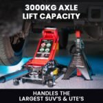 T-REX 3000KG Hydraulic Trolley Floor Jack, High Lift, Dual Pump, Quick Release Handle - Image 3