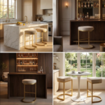 Interior Ave - Royale Light Taupe Velvet Kitchen Bar Stool - Image 3
