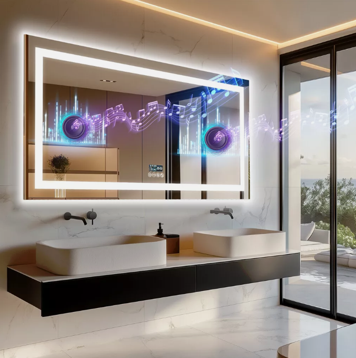 V355-IA-RWM-16080-BT-202510031336-00 Interior Ave - 80 x 160cm Rectangle Frameless LED Bathroom Mirror – Bluetooth - Image 1