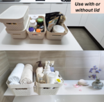 24x 5L Premium Plastic Storage Basket Container Box w/ Lid Dot Pattern (26.5*18*12.5cm) - Image 3