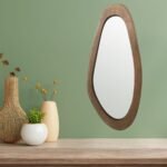 Mid Century Asymmetric Wood Framed Wall Mirror 40x85cm - Image 2