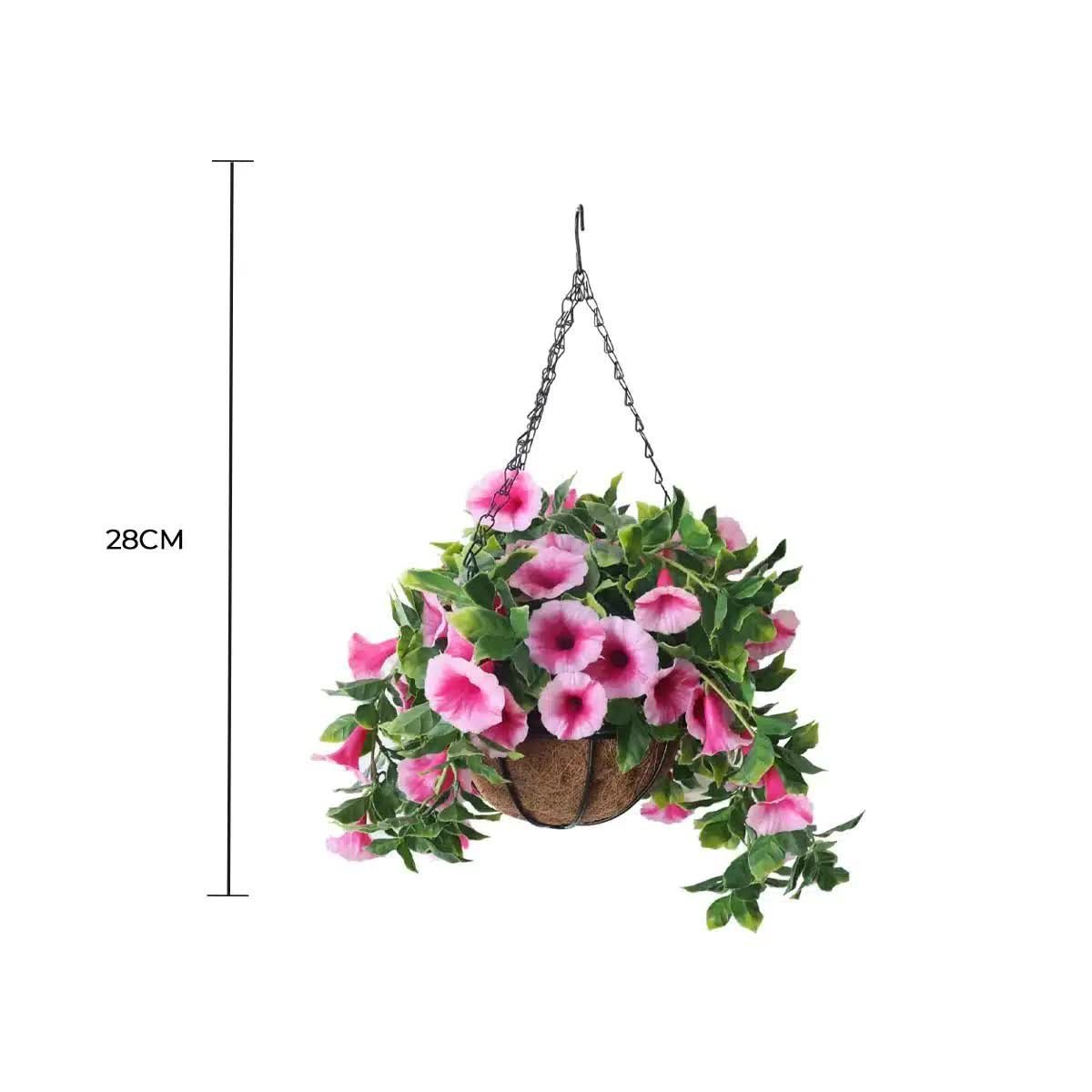 V637-DP321602-202511131005-00 Artificial Petunia Hanging Basket UV Resistant 28cm - Image 1