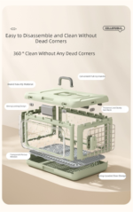 Green Premium Foldable Pet Carrier Crate - Breathable Aviation Travel Box for Cats & Small Dogs up to 10kg - Portable Car & Flight Transport Case - Image 5