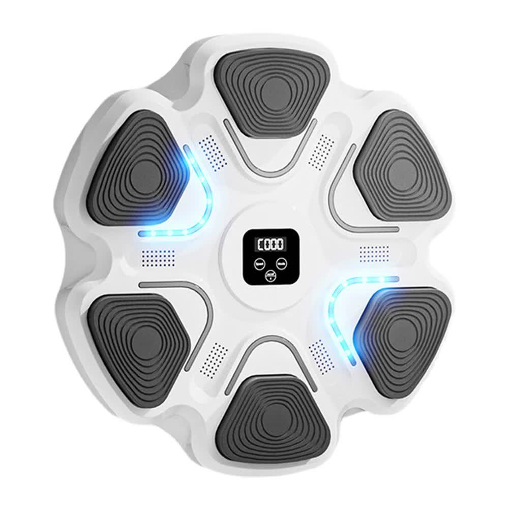 V888-ELOSUNG39443-202510310936-00 White 6-Target Sensor Smart Bluetooth Music Boxing Kit with Parent-Child Gloves - Electronic Wall Punch Pad, Drill-Free & Detachable, Screen Counter, USB Rechargeable - Image 1