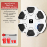 White 6-Target Sensor Smart Bluetooth Music Boxing Kit with Parent-Child Gloves - Electronic Wall Punch Pad, Drill-Free & Detachable, Screen Counter, USB Rechargeable - Image 2