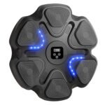 Black 6-Target Sensor Smart Bluetooth Music Boxing Kit with Parent-Child Gloves - Electronic Wall Punch Pad, Drill-Free & Detachable, Screen Counter, USB Rechargeable