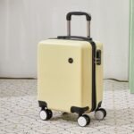 Yellow 14 Inch Lightweight Carry-on Luggage for heights over 1.6m - Underseat & Overhead Cabin Hardside Suitcase