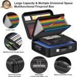 3-Layer Fireproof & Waterproof File Organizer Box(38x28x13CM) with Security Lock - EVA Muti-Functional Safety Briefcase for Certificates, Passports & Valuables - Image 2