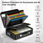 3-Layer Fireproof & Waterproof File Organizer Box(38x28x13CM) with Security Lock - EVA Muti-Functional Safety Briefcase for Certificates, Passports & Valuables - Image 3