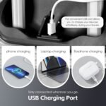 3-Piece Digital Luggage Set (20″/24″/28″) with Weighing Scale & USB Charging – Black - Image 3