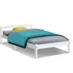 Artiss Bed Frame Single Size Wooden White LEXI - Image 8