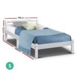 Artiss Bed Frame Single Size Wooden White LEXI - Image 2