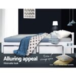 Artiss Bed Frame Single Size Wooden White LEXI - Image 6