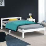Artiss Bed Frame Single Size Wooden White LEXI - Image 7