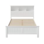 Artiss Bed Frame Double Size Wooden with 3 Shelves Bed Head White - Image 3
