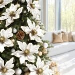 Jingle Jollys 14Pcs Christmas Tree Flower Set Xmas Garland Wreath Magnolia White - Image 7