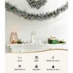Jingle Jollys 2.7m Christmas Garland with Wreath Set LED Lights Snowy Xmas Decor - Image 3