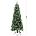 Jingle Jollys Christmas Tree 1.8M LED Xmas Tree Party Decorations Red Barries - Image 2