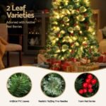 Jingle Jollys Christmas Tree 1.8M LED Xmas Tree Party Decorations Red Barries - Image 5