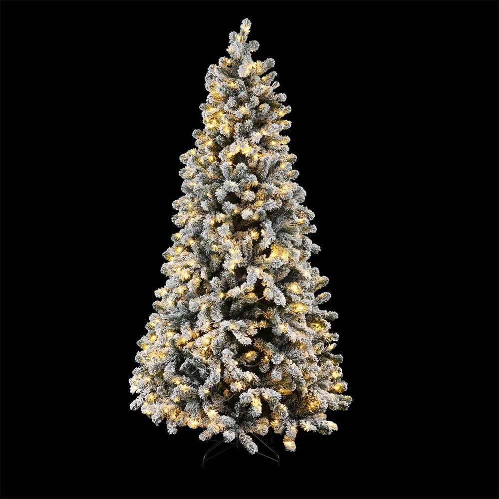 XM-TR-WELL-7FT-GS-LED-202509291600-00 Jingle Jollys Christmas Tree 2.1m Snow Flocked LED Xmas Decoration 8 Light Modes - Image 1