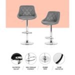 Artiss 4x Bar Stools Leather Padded Gas Lift Grey - Image 4