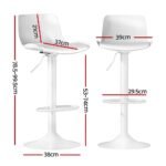 Artiss Bar Stools Kitchen Swivel Gas Lift Stool Leather Dining Chairs White x2 - Image 2